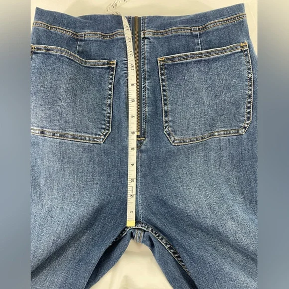 Free People Denim Jumpsuit Medium Zip Front Utility Coverall Blue Long Sleeve - Picture 14 of 16